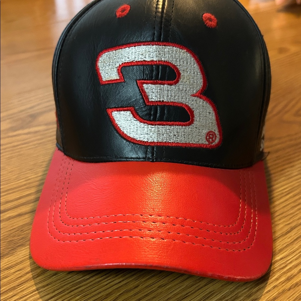 Black and Red Leather Cap